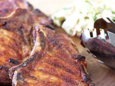 Gas Grill Smoked BBQ Pork Chops