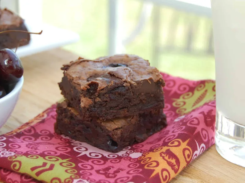 Triple Chocolate Cherry Brownies with Dutch Cocoa and Espresso
