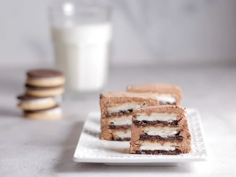 No Bake Chocolate Coffee Checkerboard Cookie Bars