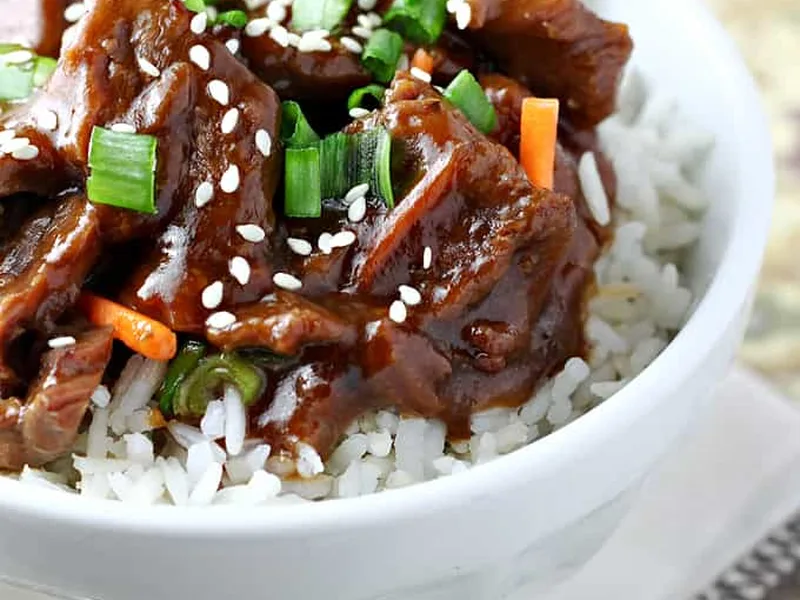 Easy Slow Cooker Mongolian Beef with Sweet Soy Glaze