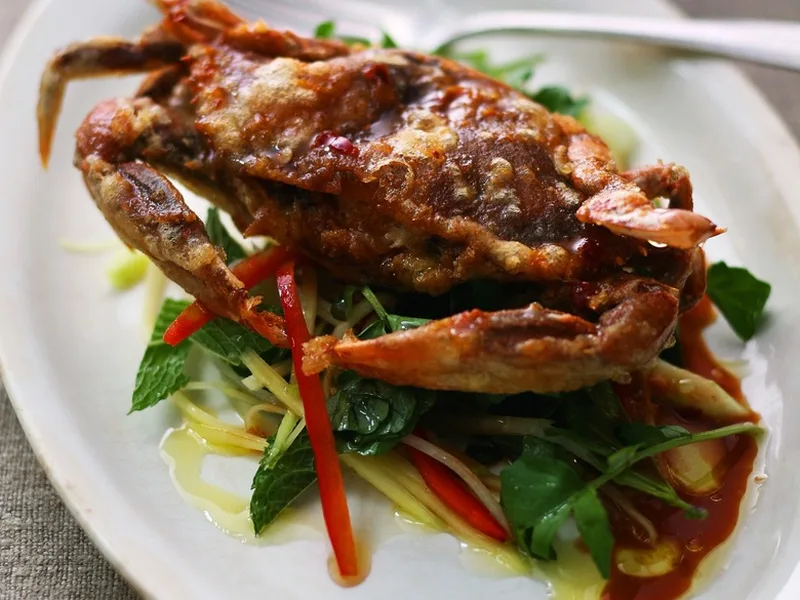 Crispy Beer-Battered Soft-Shell Crabs with Asian Glaze