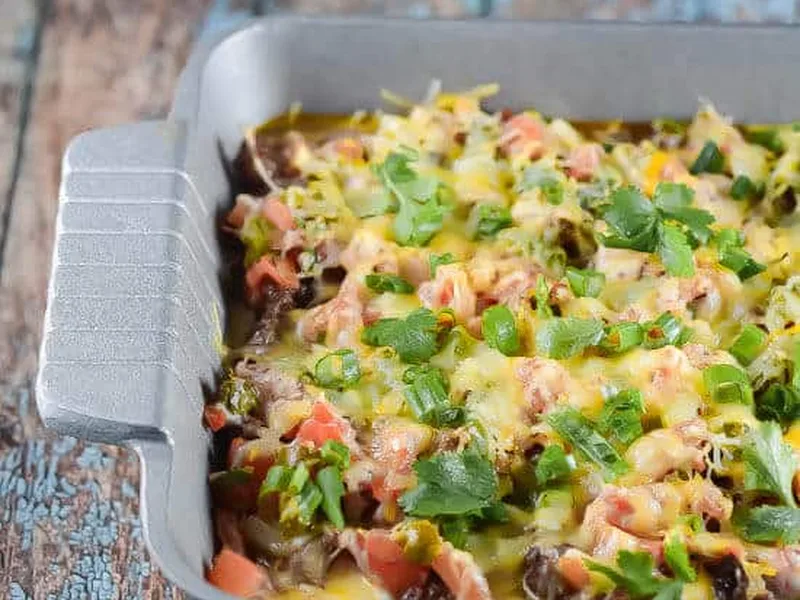 Hot Cheesy 7 Layer Dip with Ground Beef