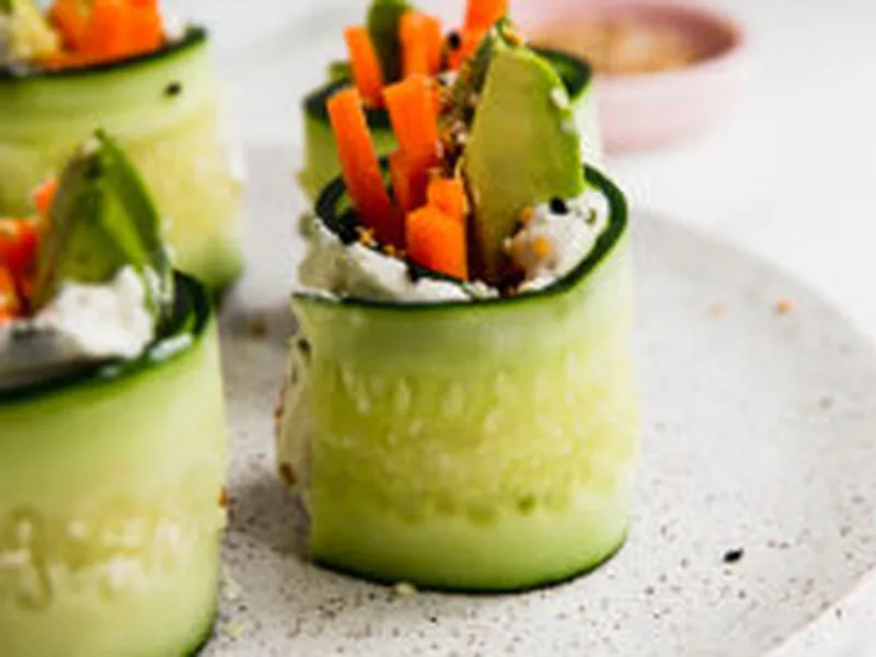 Fresh Smoked Salmon Cucumber Bagel Rolls with Avocado