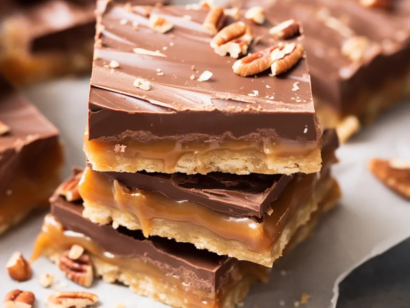 Graham Cracker Toffee Bars with Chocolate and Pecans