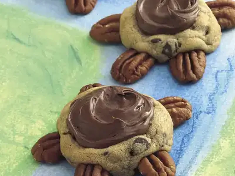 Chocolate Caramel Turtle Cookies with Pecans