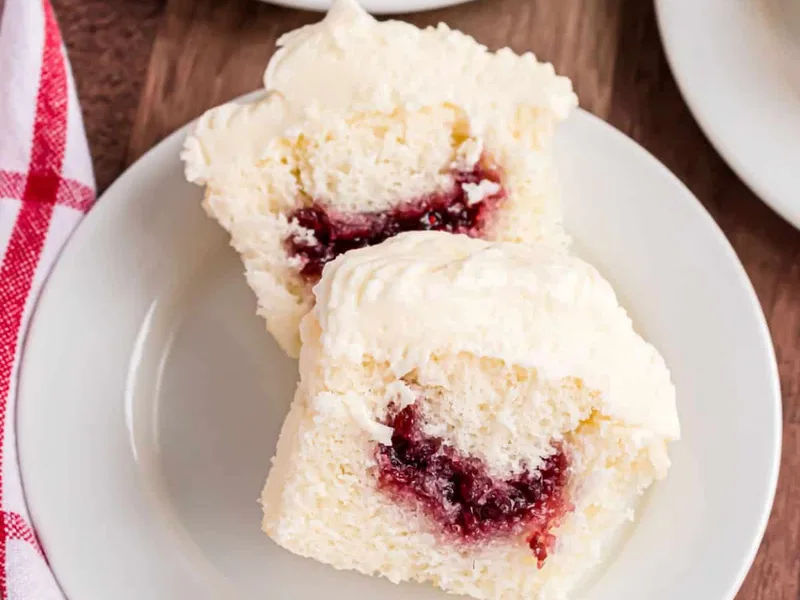 Almond Wedding Cake Cupcakes with Raspberry