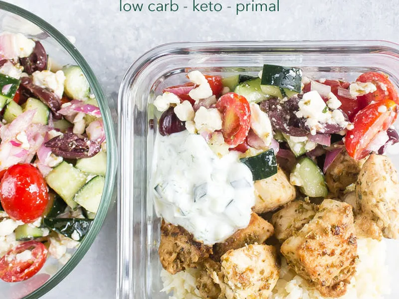 Mediterranean Greek Chicken Bowls with Cauliflower Rice