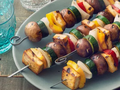 Lemon Herb Grilled Tofu Veggie Kabobs