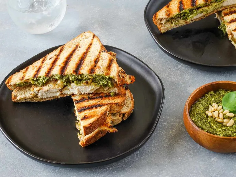 Grilled Pesto Chicken Sandwich with Arugula