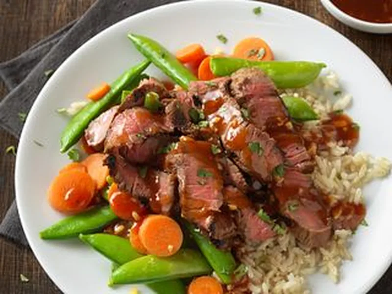 Grilled Top Round Steak with Plum Ginger Sauce