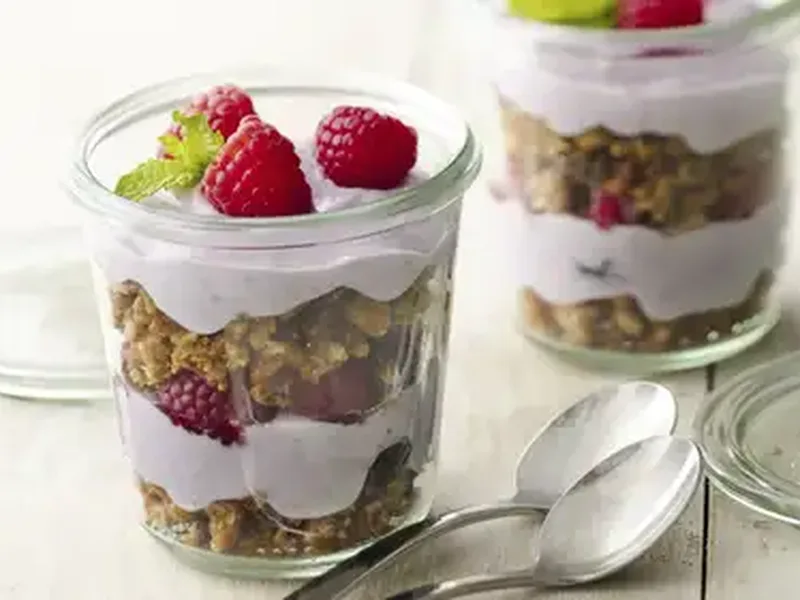 Oatmeal Cookie Granola Berry Parfaits with Greek Yogurt