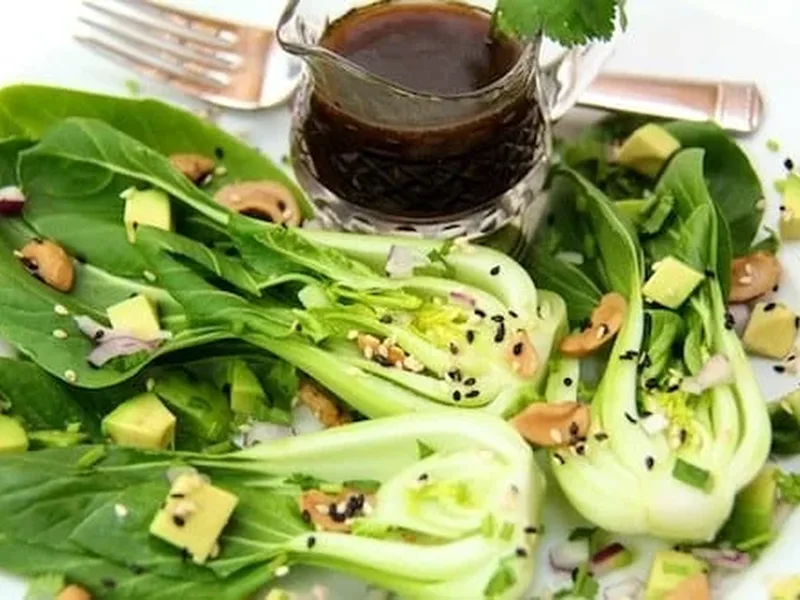 Baby Bok Choy and Avocado Salad with Sweet Soy Vinaigrette