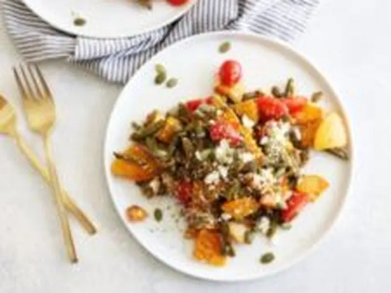 Roasted Golden Beet and Green Bean Salad with Harissa Dressing