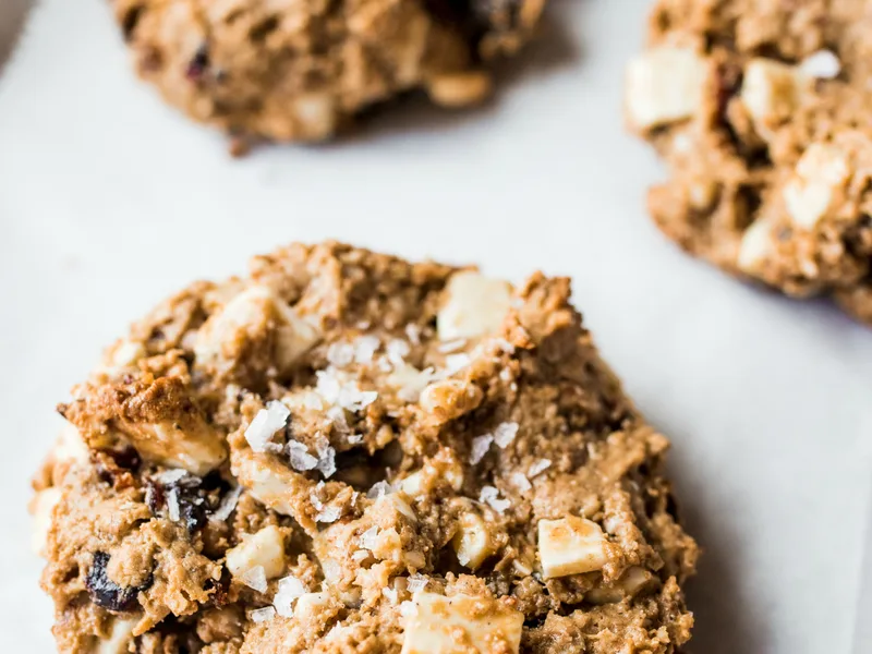 Tahini Cherry Monster Cookies with Oats and Pecans