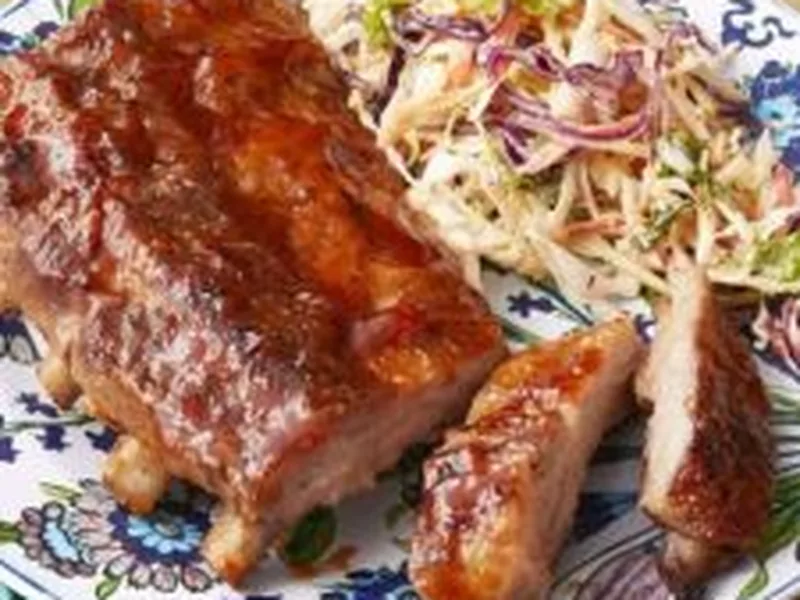 Slow Cooker Baby Back Ribs with Fresh Coleslaw