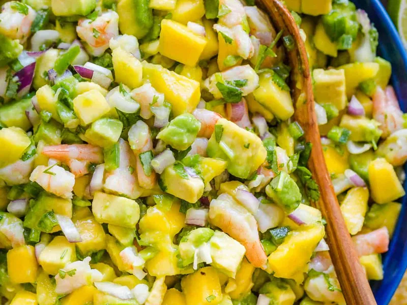 Fresh Mango Shrimp Salsa with Avocado and Lime