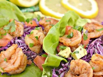 Pan-Seared Shrimp Lettuce Wraps, Low Carb