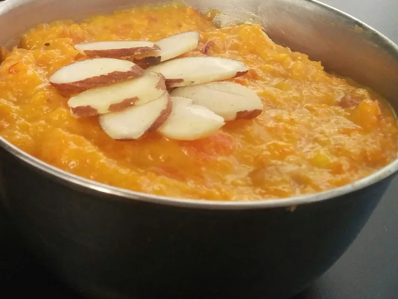 Traditional Carrot Halwa with Khoya and Cardamom