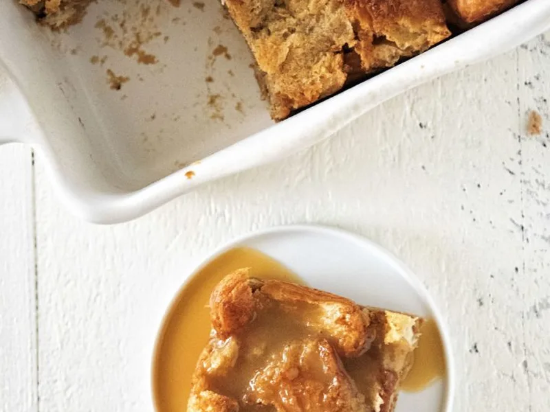 Bailey's Irish Cream Bread Pudding with Amaretto Sauce