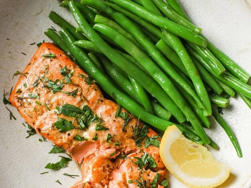 Keto Air Fryer Salmon with Herb Dressing