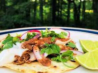 Slow Cooker Chicken Mole with Charred Tortillas