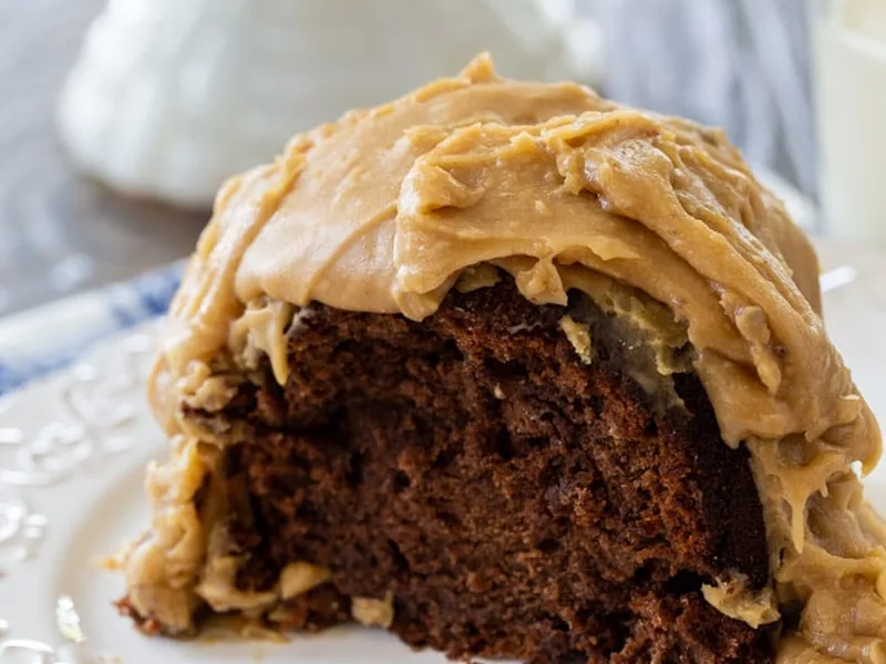 Rich Chocolate Pound Cake with Brown Sugar Caramel Icing