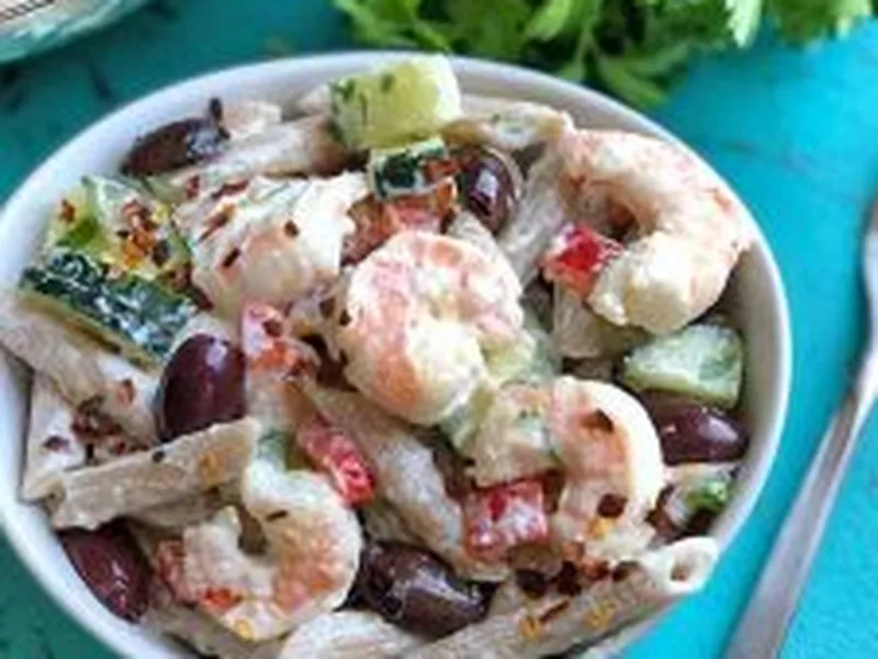 Creamy Greek Shrimp Pasta with Lemon Yogurt
