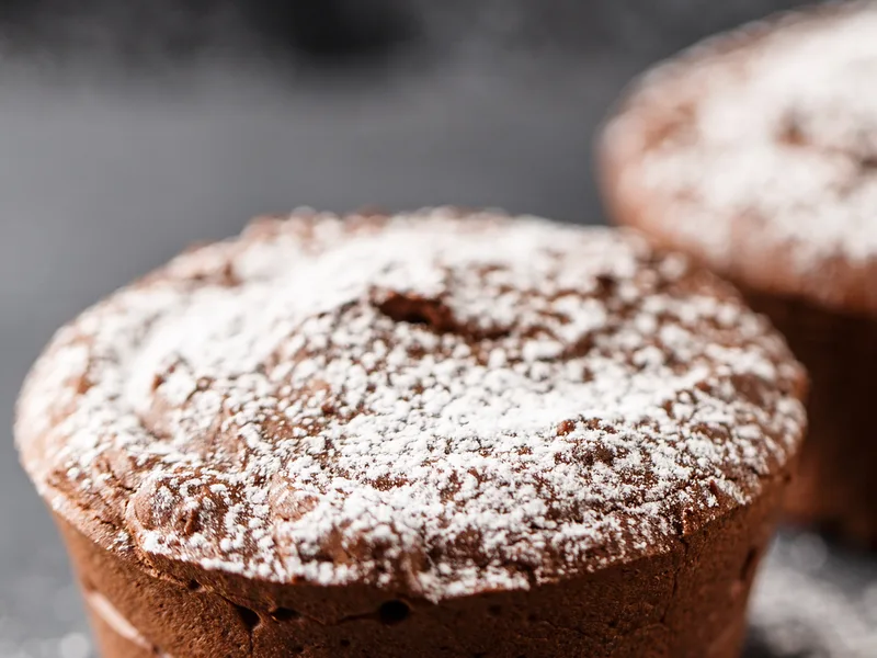 Double Chocolate Muffins with Melted Chocolate and Hot Water