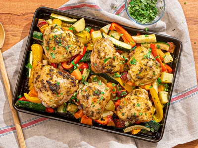Lemon Butter Sheet Pan Chicken Thighs