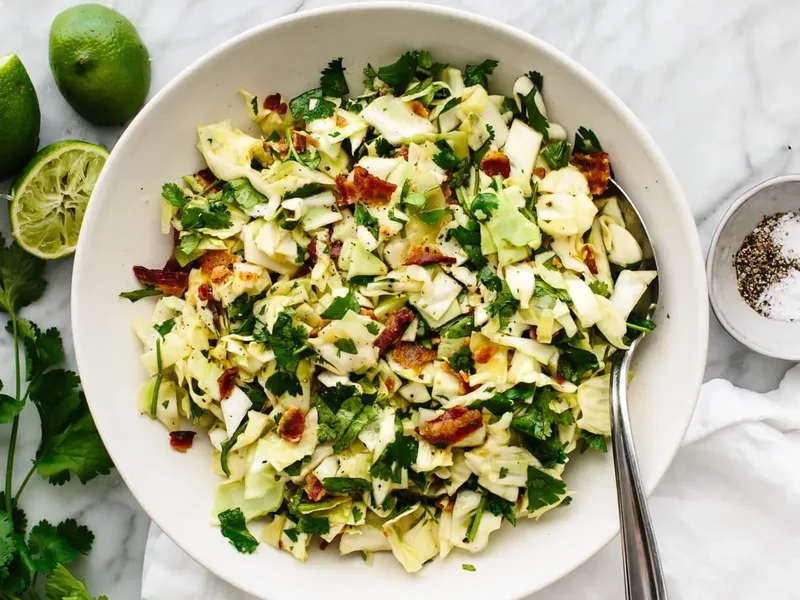 Cilantro Lime Bacon Coleslaw with Fresh Herbs