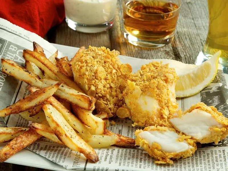 Baked Fish and Chips with Homemade Tartar Sauce