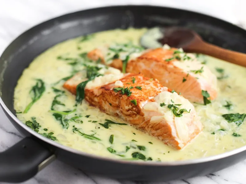 Pan-Seared Salmon with Creamy Turmeric Ghee Sauce