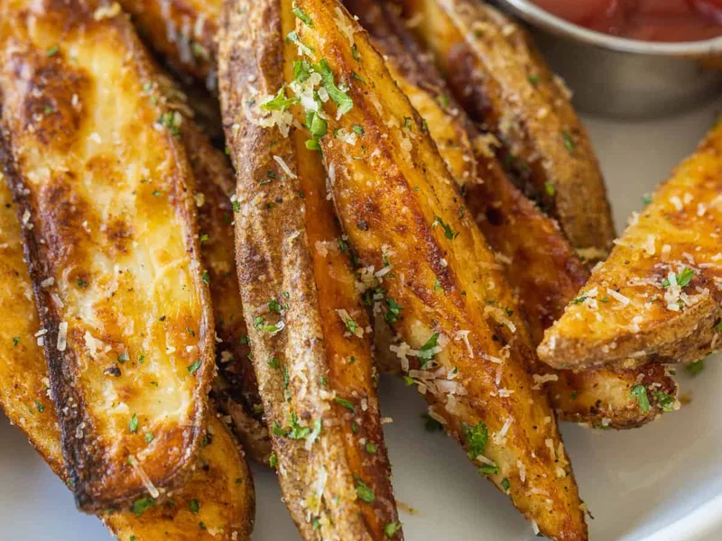Crispy Baked Potato Wedges with Parmesan