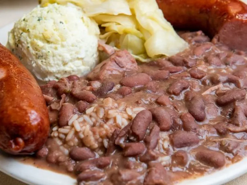 Traditional New Orleans Red Beans and Rice with Ham and Sausage