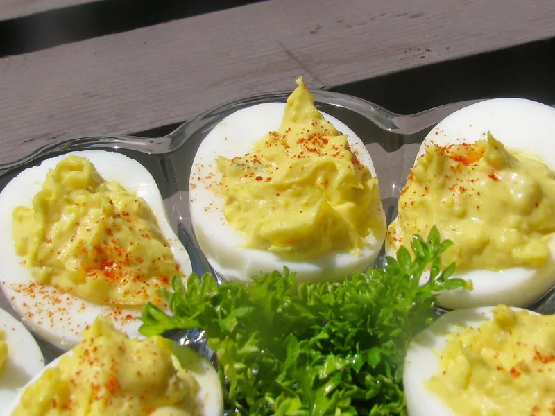 Classic Deviled Eggs with Creamy Mustard Filling