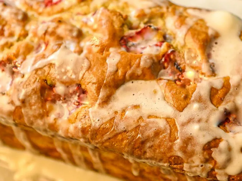 Keto Strawberry Bread with Lemon Cream Cheese Glaze