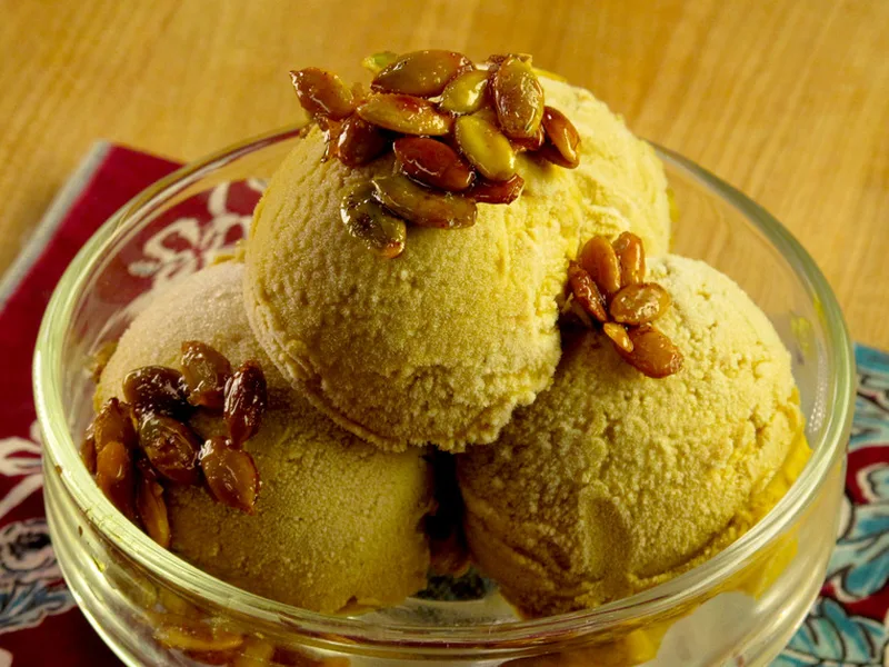 Cashew Pumpkin Pie Ice Cream with Warm Spices