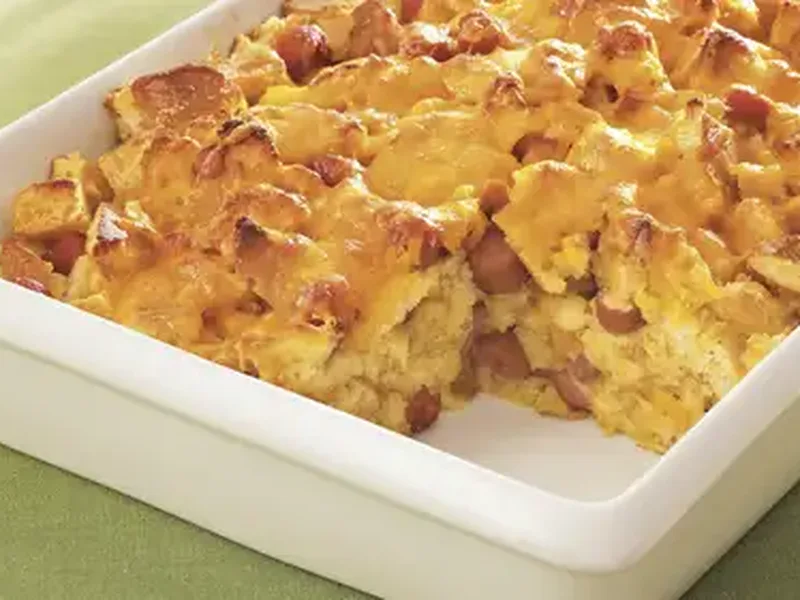 Pigs-in-a-Blanket Breakfast Bake with Frozen Pancakes