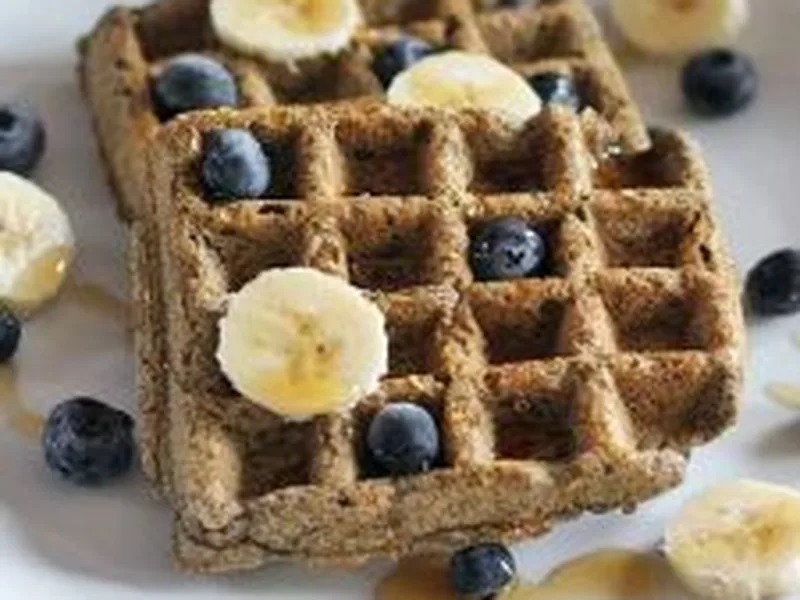 Buckwheat Waffles with Blueberries and Bananas