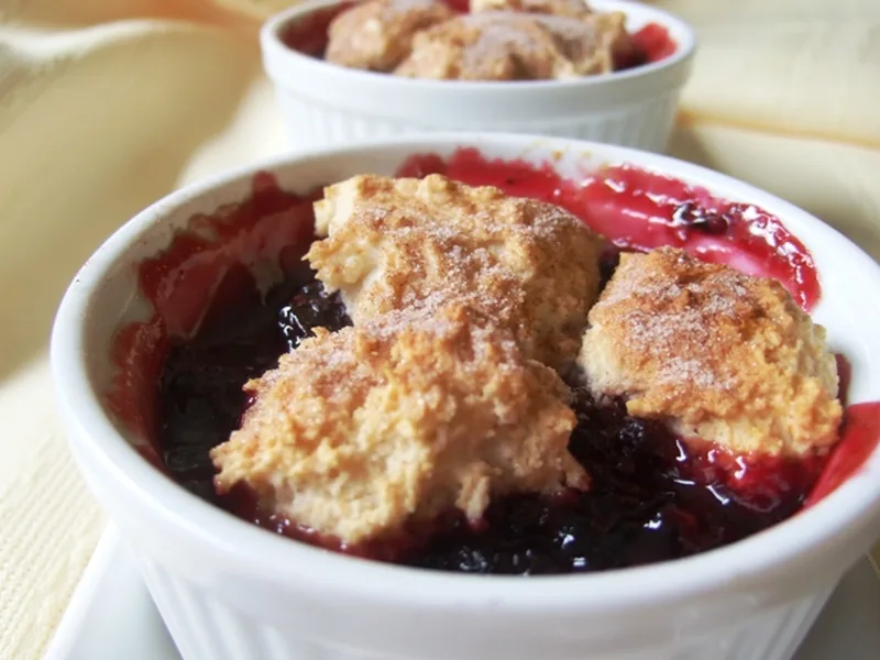 Warm Blackberry-Cinnamon Cobbler with Buttermilk Biscuits