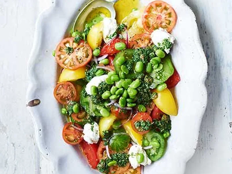 Heirloom Tomato Salad with Ricotta & Salsa Verde
