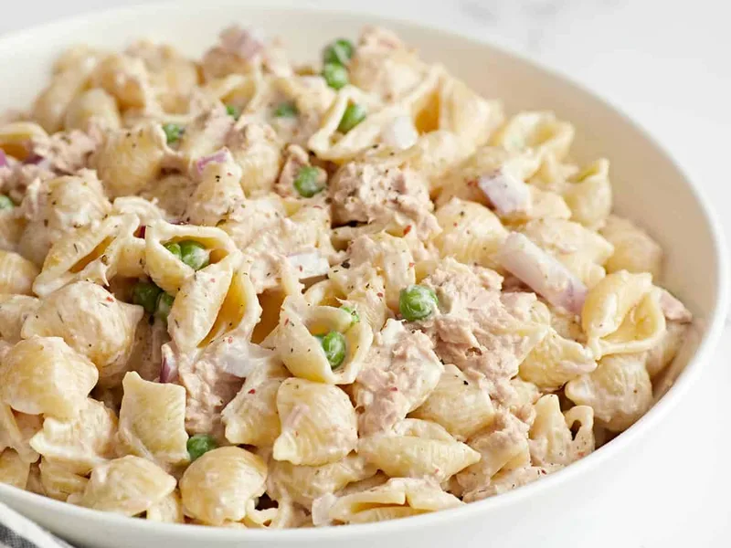 Classic Tuna Pasta Salad with Peas and Creamy Dill Dressing