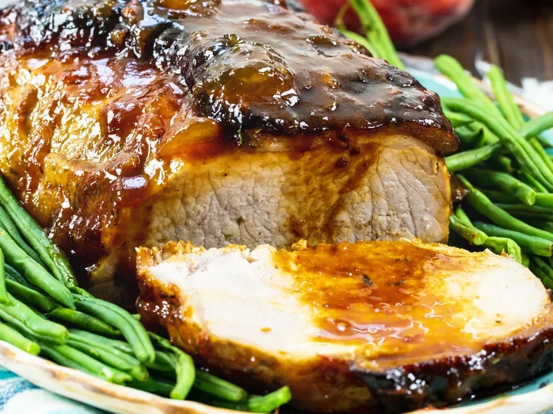 Peach Glazed Pork Roast with Soy Marinade