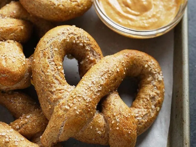 Soft Baked Pretzels with Whole Wheat and Sea Salt