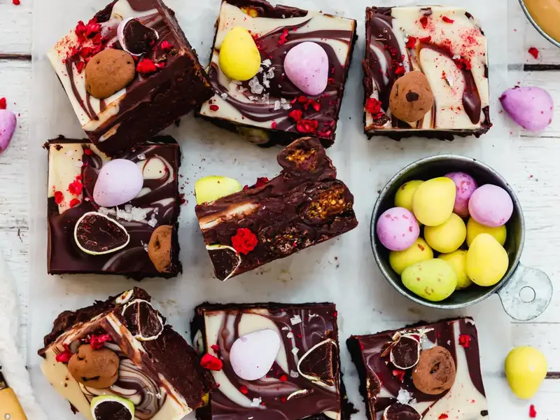 Vegan Chocolate Easter Fudge with Cashew Date Base