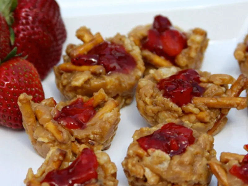 PB & J Caramel Chewies with Homemade Strawberry Jam