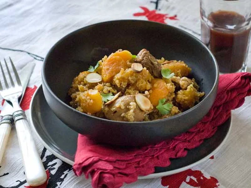 Moroccan Spiced Chicken and Quinoa One-Pan Skillet