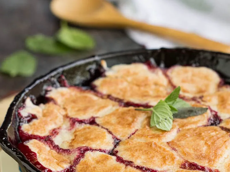 Old Fashioned Blackberry Cobbler with Buttery Drop Biscuits