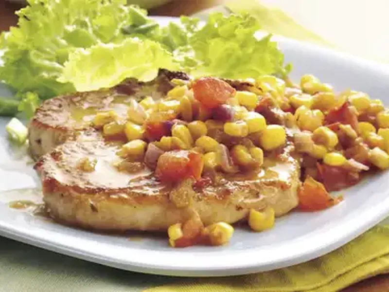 Pan-Seared Pork Chops with Green Chile Corn Skillet
