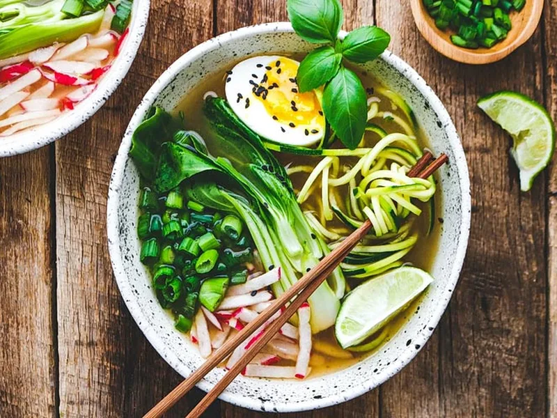 Paleo Ramen Bowl with Zucchini Noodles and Soft-Boiled Eggs
